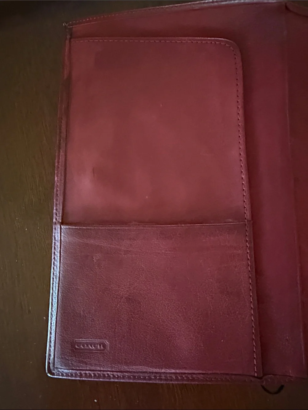Vintage Coach Travel Wallet in Red Water Buffalo Leather